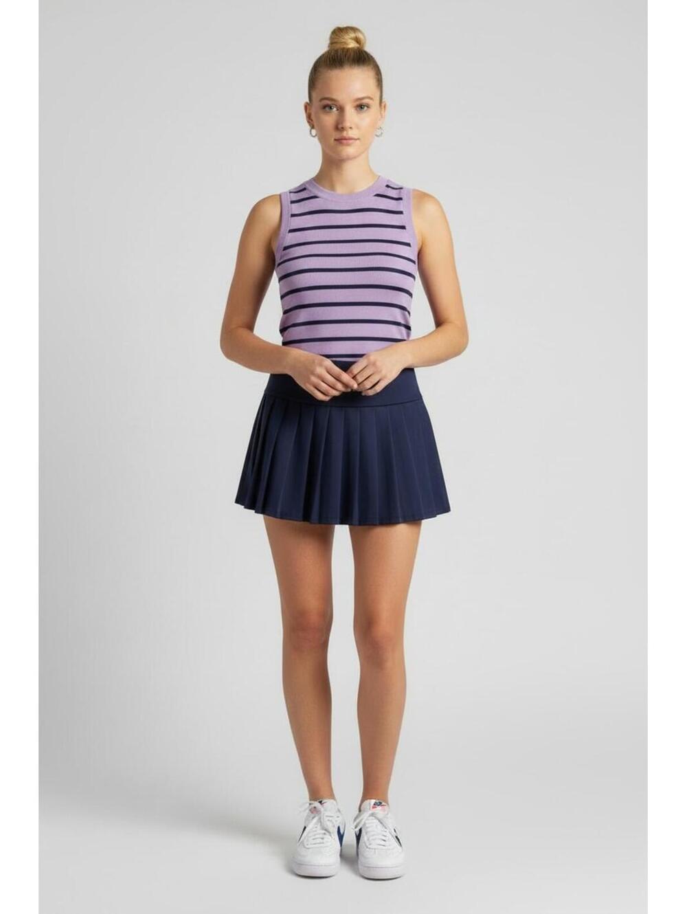 NWT Avidlove Pleated Tennis Mini Skirt, Navy Blue, Size Medium